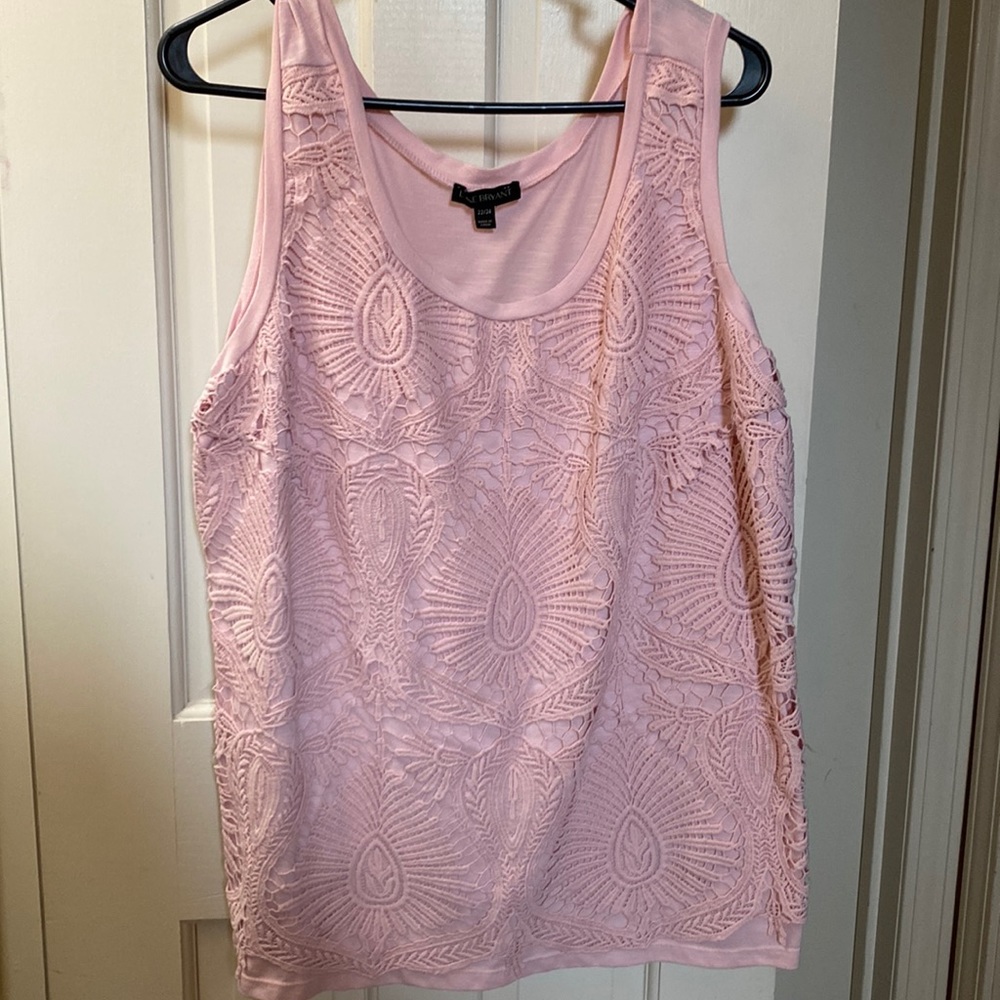 Lane Bryant Pink crochet tank